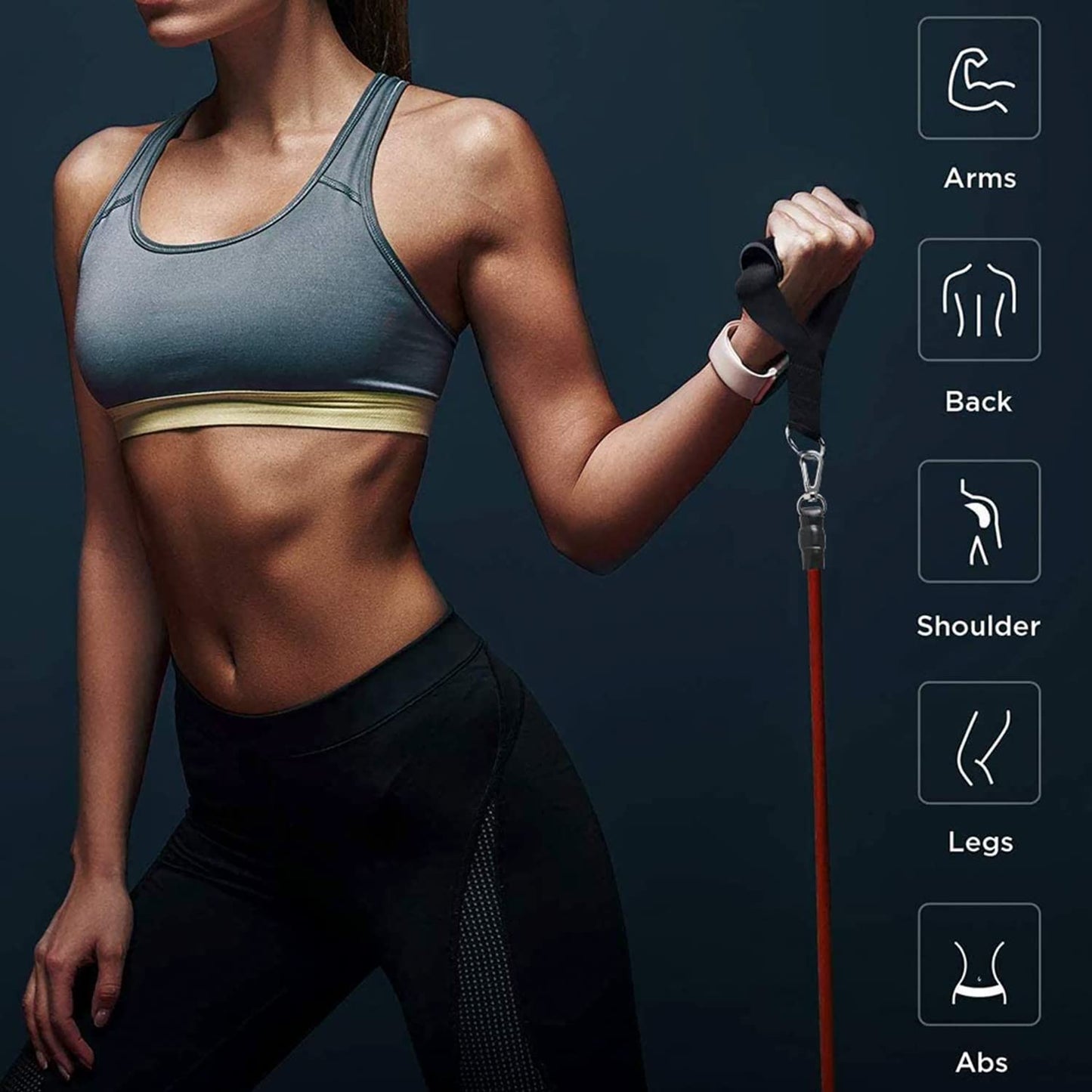 FlexForce Pro Resistance Band Set — 5-Band Stackable Kit (Up to 110 Lbs / 50 Kg) Premium Training Tubes for Home Gym, Yoga, Stretching, Physiotherapy & Full-Body Toning — For Men & Women